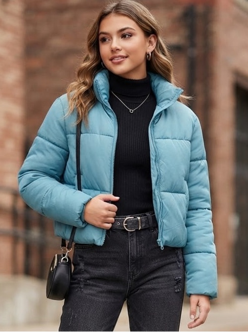 Doublezero Brand Light blue puffer jacket size small